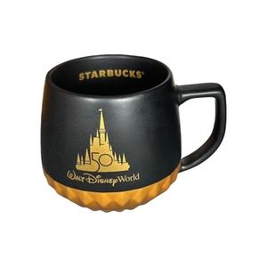 2021 Starbucks Disney Walt Disney World 50th Anniversary Black & Gold Coffee Mug